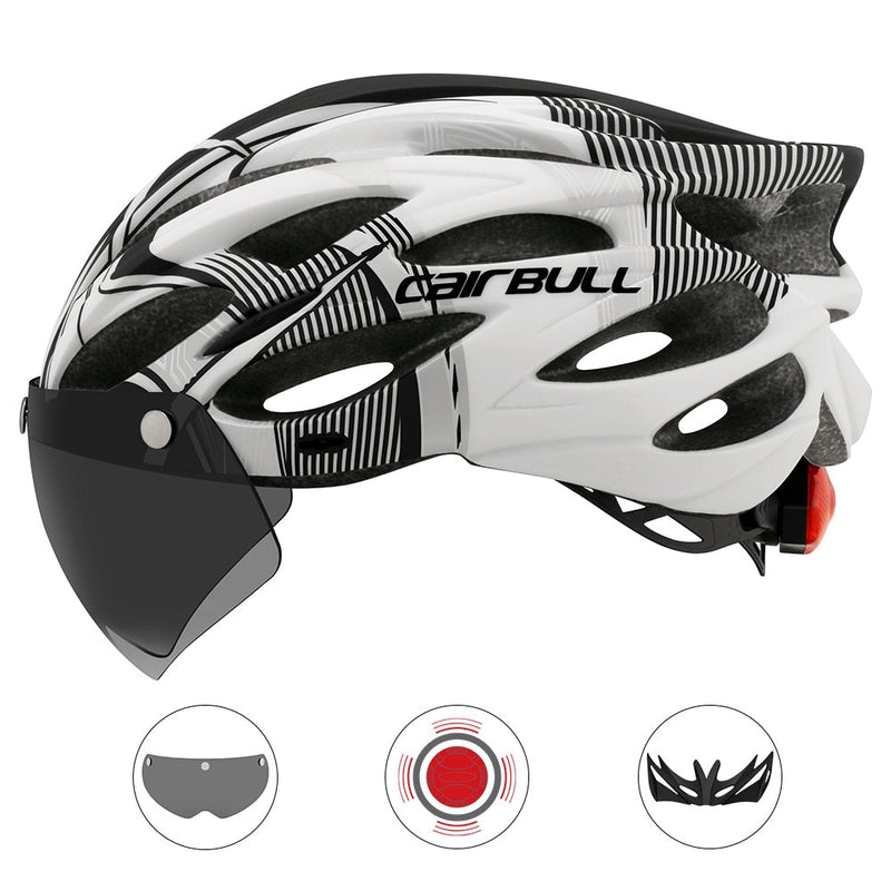 Cascos de Ciclismo Cairbull com Luz Traseira e Viseira Magnética para Proteção e Conforto
