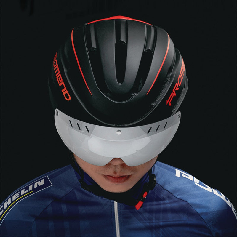 Capacete de Ciclismo Promend com Luz Traseira e Viseira Magnética para Segurança e Conforto