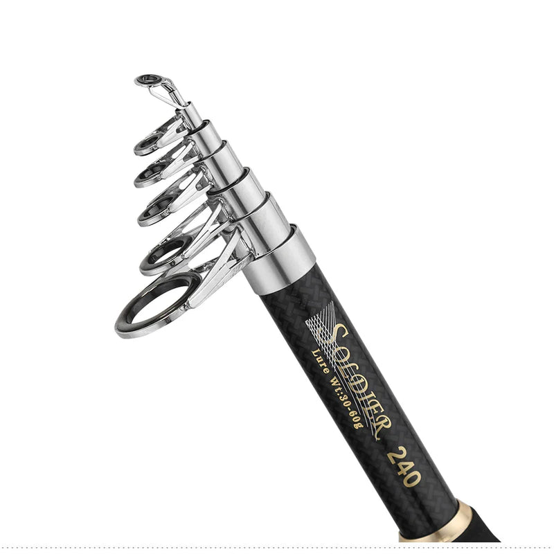 Vara Telescópica Johncoo em Fibra de Carbono: Flexibilidade e Leveza de 1.8m a 2.7m para Molinete