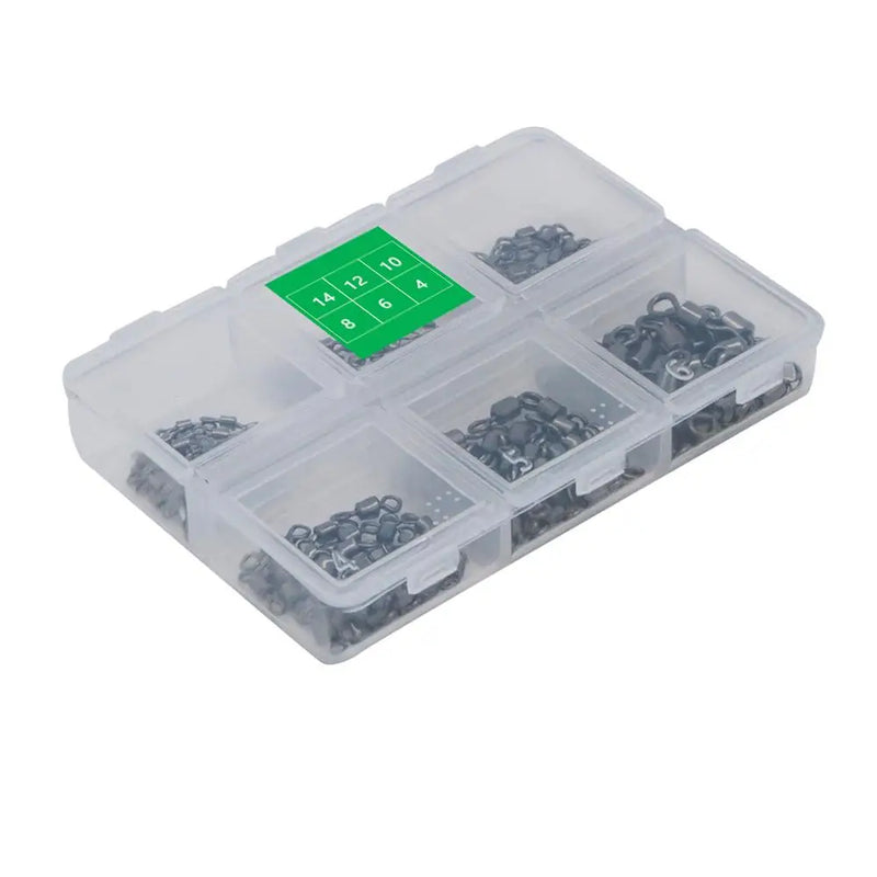 Conjunto de Giradores Destorcedores para Pesca em Aço Inoxidável – 150 Unidades em 6 Tamanhos para Maior Praticidade