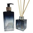 Kit Sabonete 250ml e Difusor 100ml Decoração Luxo Modelo Vidro Retangular Azul Degrade