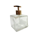 Kit Porta Sabonete Líquido Vidro Cubo Transparente 350ml Válvula Luxo Cromada