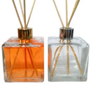 Kit Difusor de Ambiente Vidro Cubo Transparente 350ml Tampa Luxo Cromada