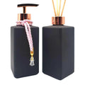 Kit Porta Sabonete e Difusor Luxo Vidro Preto Fosco com Pingente