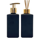 Kit Porta Sabonete e Difusor Luxo Vidro Preto Fosco com Pingente