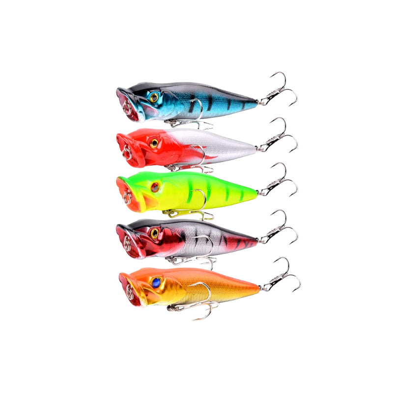 Kit de 5 Iscas Poppers - Variedade Perfeita para Suas Capturas