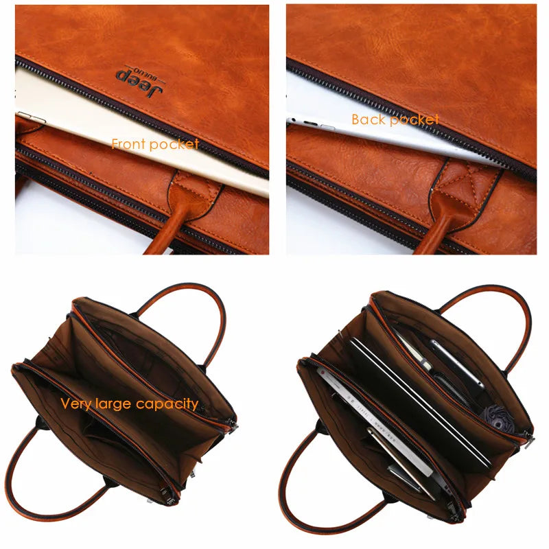 Maleta Masculina em Couro Genuíno com Carteira Grátis - Estilo e Praticidade JEEP Combo Premium