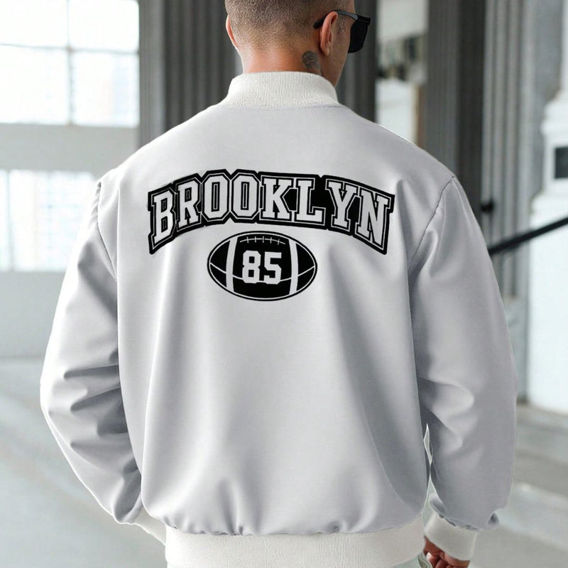 Jaqueta Masculina Baseball Brooklyn Cinza