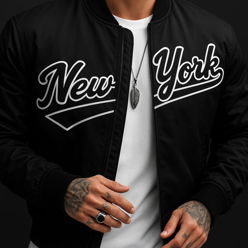 Jaqueta Masculina Baseball Brooklyn Preto