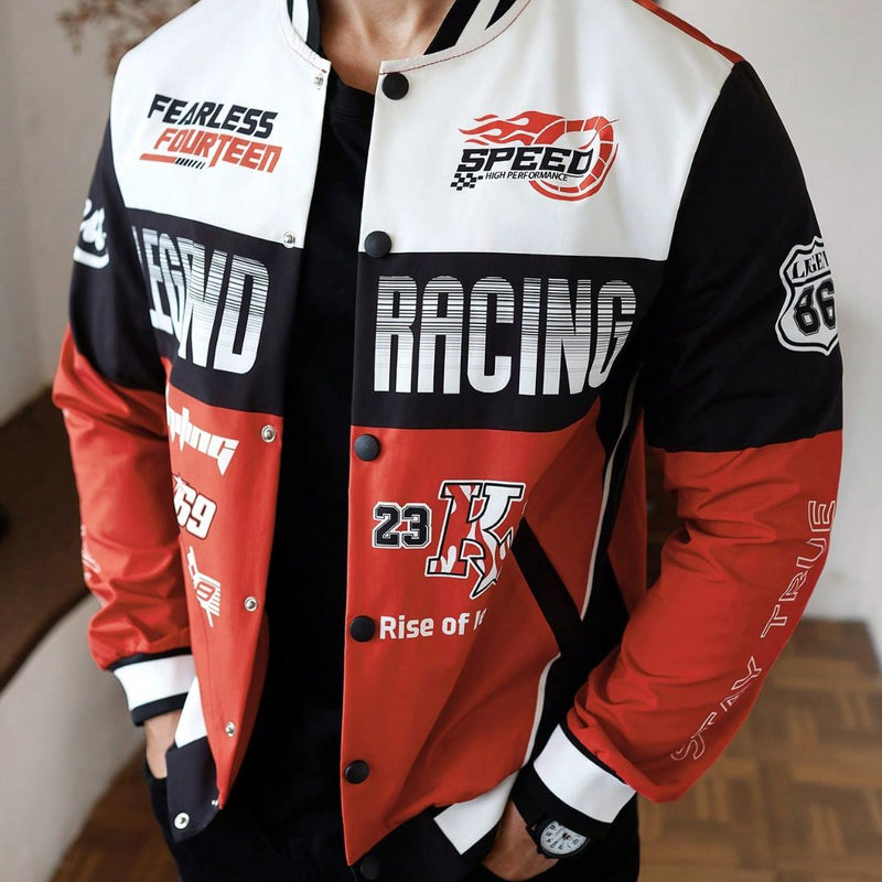 Jaqueta Masculina Beisebol Streetwear Vermelho