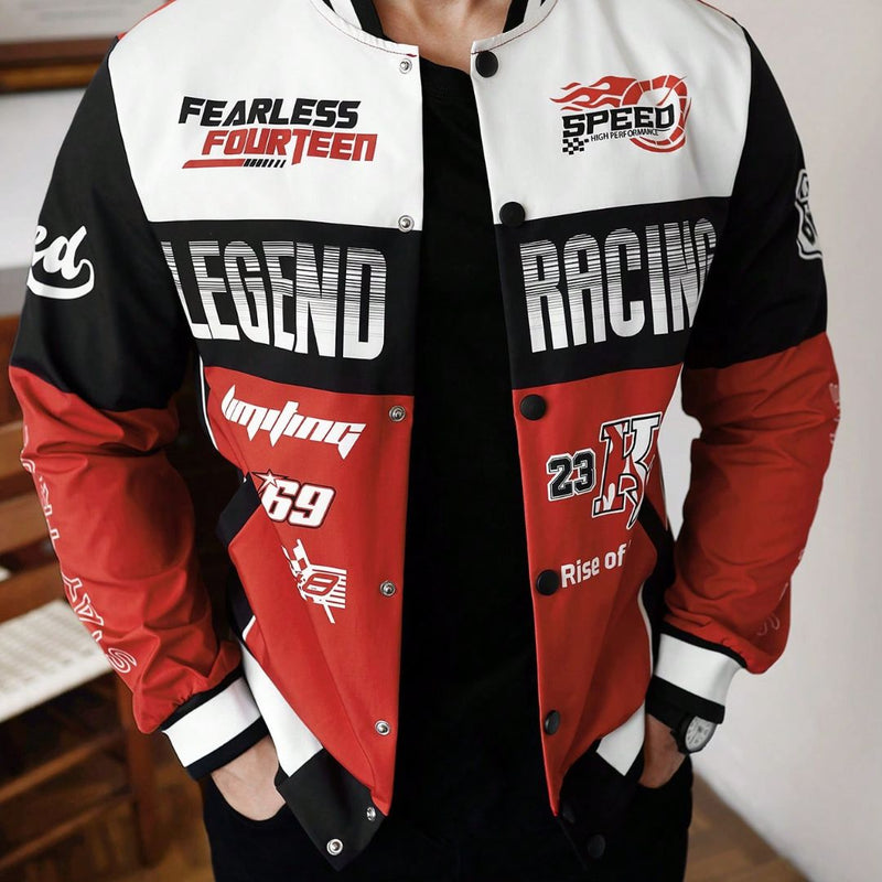 Jaqueta Masculina Beisebol Streetwear Vermelho