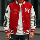 Jaqueta Masculina Varsity Baseball NY Vermelha