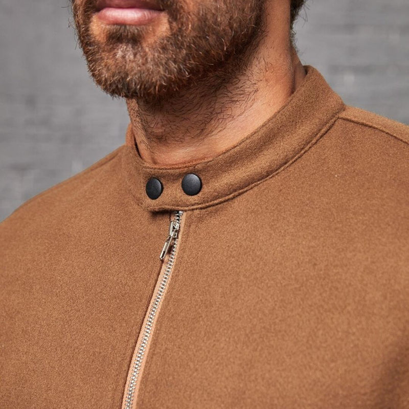 Jaqueta Masculina de Zíper Marrom Basic
