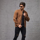 Jaqueta Masculina de Zíper Marrom Basic