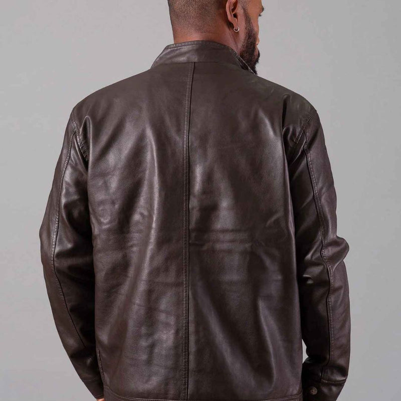 Jaqueta de Couro Masculina Marrom Inverno 2025