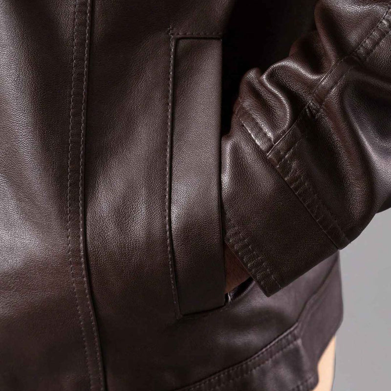 Jaqueta de Couro Masculina Marrom Inverno 2025