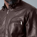 Jaqueta de Couro Masculina Marrom Inverno 2025