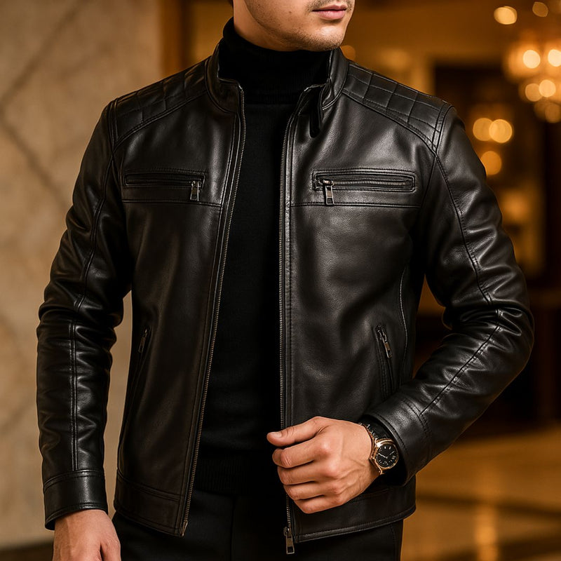 Jaqueta de Couro Masculina Preto Urban Mens