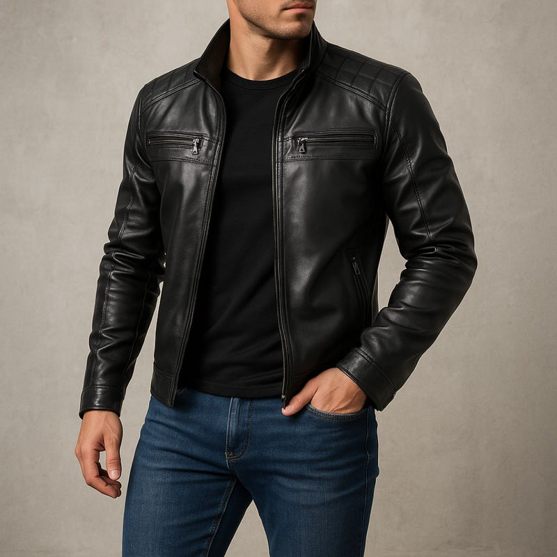 Jaqueta de Couro Masculina Preto Urban Mens