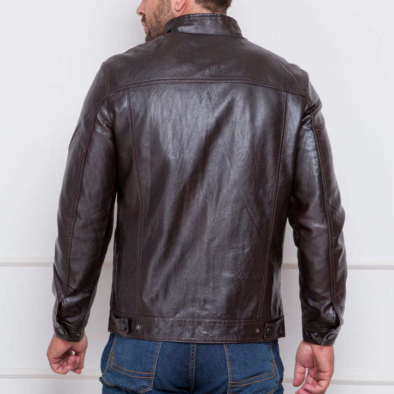 Jaqueta de Couro Masculina Slim Inverno Viego
