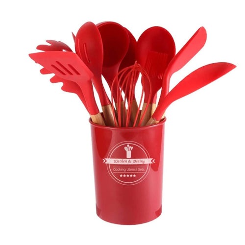 Conjunto de 11 Utensílios de Cozinha em Silicone Para Praticidade e Estilo