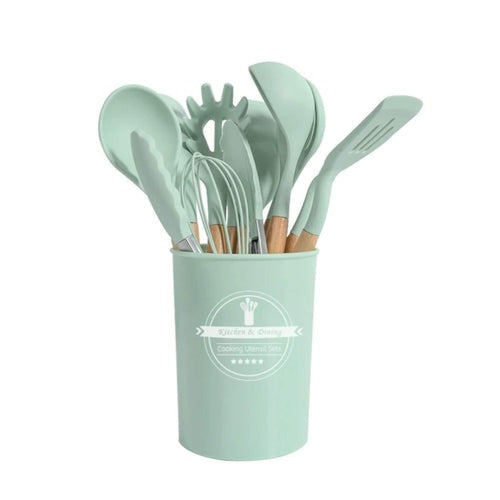 Conjunto de 11 Utensílios de Cozinha em Silicone Para Praticidade e Estilo