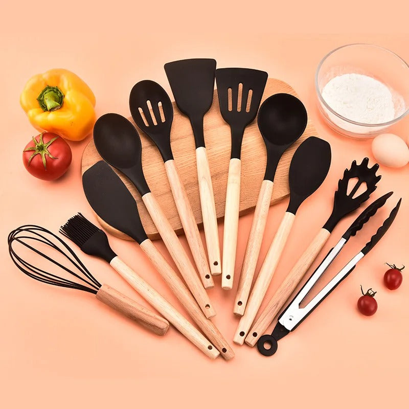 Conjunto de 11 Utensílios de Cozinha em Silicone Para Praticidade e Estilo