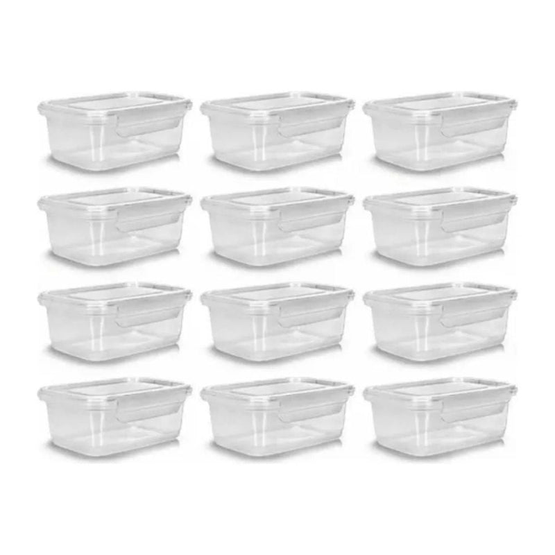 Conjunto de 12 Potes Reutilizáveis com Tampa Transparente - Organize com Praticidade