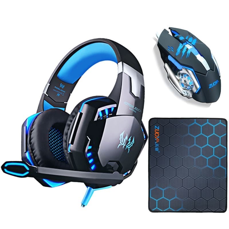 Kit Gamer Mouse 4000DPI + Headset P2 USB + Mouse Pad