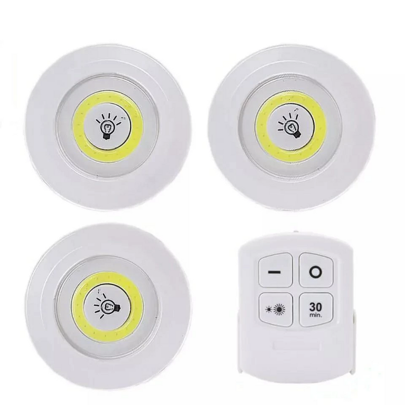 Conjunto de 3 Luminárias LED Spot Sem Fio com Controle Remoto para Ambientes Aconchegantes