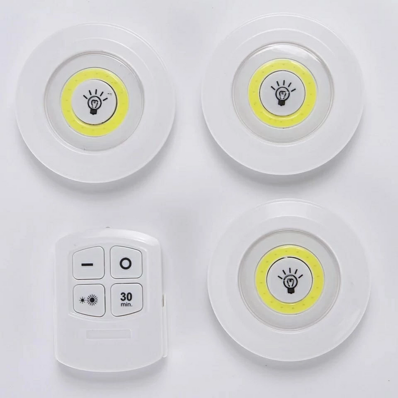 Conjunto de 3 Luminárias LED Spot Sem Fio com Controle Remoto para Ambientes Aconchegantes