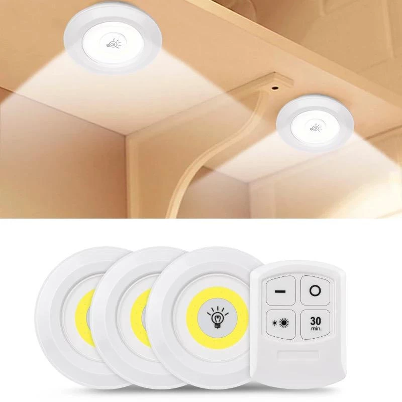 Conjunto de 3 Luminárias LED Spot Sem Fio com Controle Remoto para Ambientes Aconchegantes