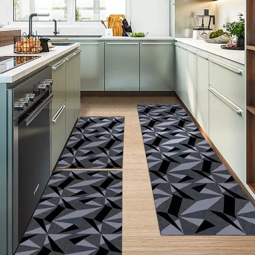 Conjunto de 3 Tapetes Geométricos Antiderrapantes para Cozinha – Conforto e Estilo na Sua Rotina