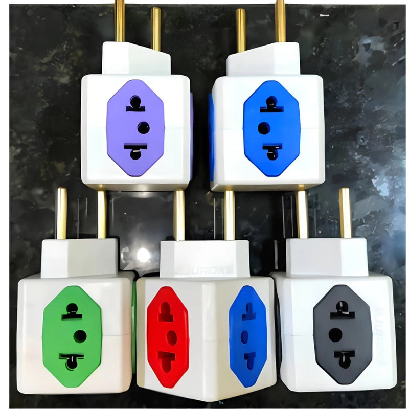 Conjunto de 5 Adaptadores de Tomada Cubo Coloridos para Mais Praticidade