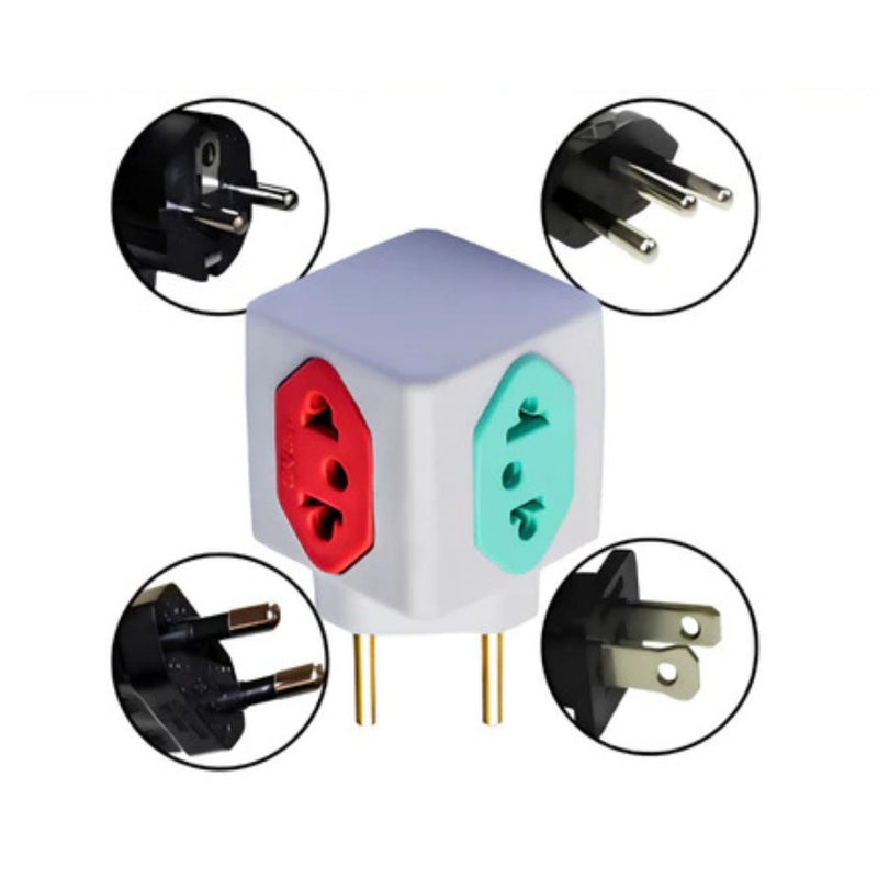 Conjunto de 5 Adaptadores de Tomada Cubo Coloridos para Mais Praticidade