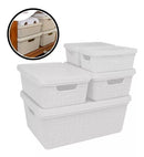 Kit Prático com 5 Caixas Organizadoras com Tampa para Transformar Seu Espaço