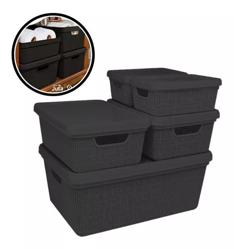 Kit Prático com 5 Caixas Organizadoras com Tampa para Transformar Seu Espaço