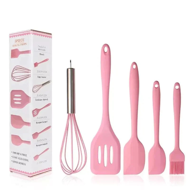 Conjunto Prático de 5 Utensílios de Silicone Térmico para Cozinha