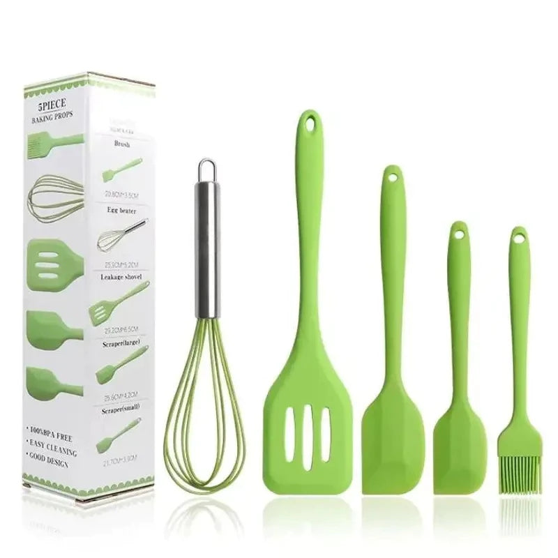 Conjunto Prático de 5 Utensílios de Silicone Térmico para Cozinha