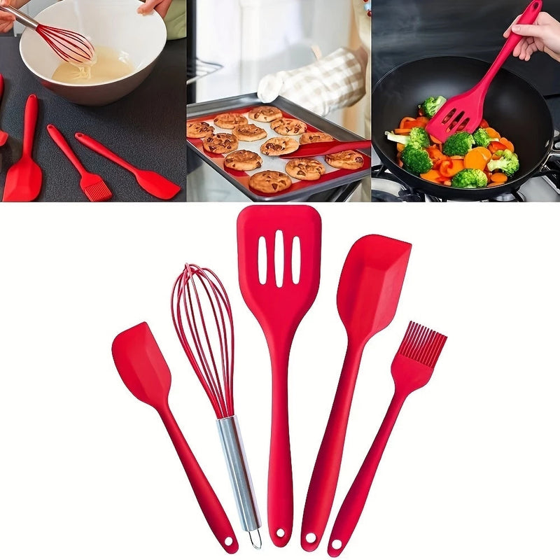 Conjunto Prático de 5 Utensílios de Silicone Térmico para Cozinha