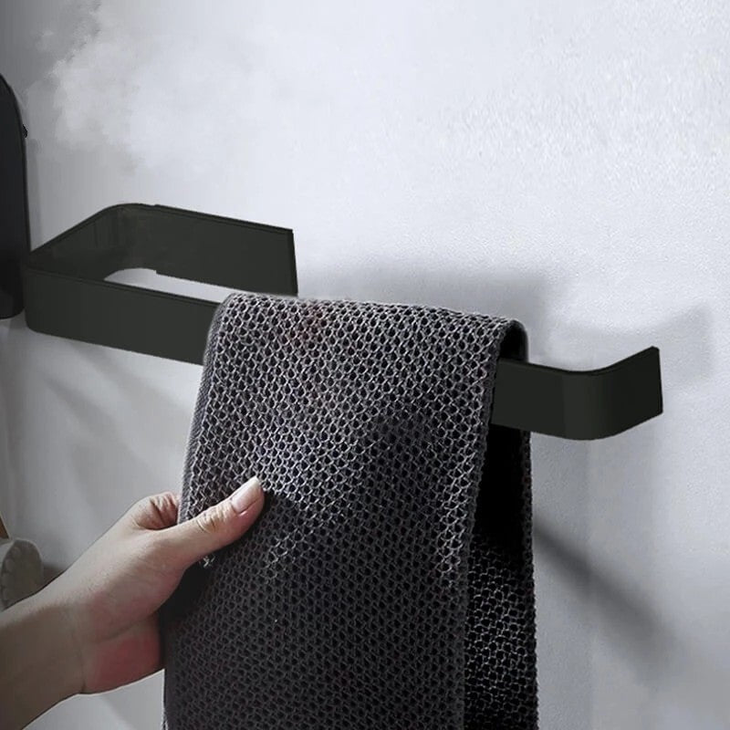 Conjunto de Acessórios para Banheiro em Alumínio Preto – Estilo e Praticidade para Seu Espaço