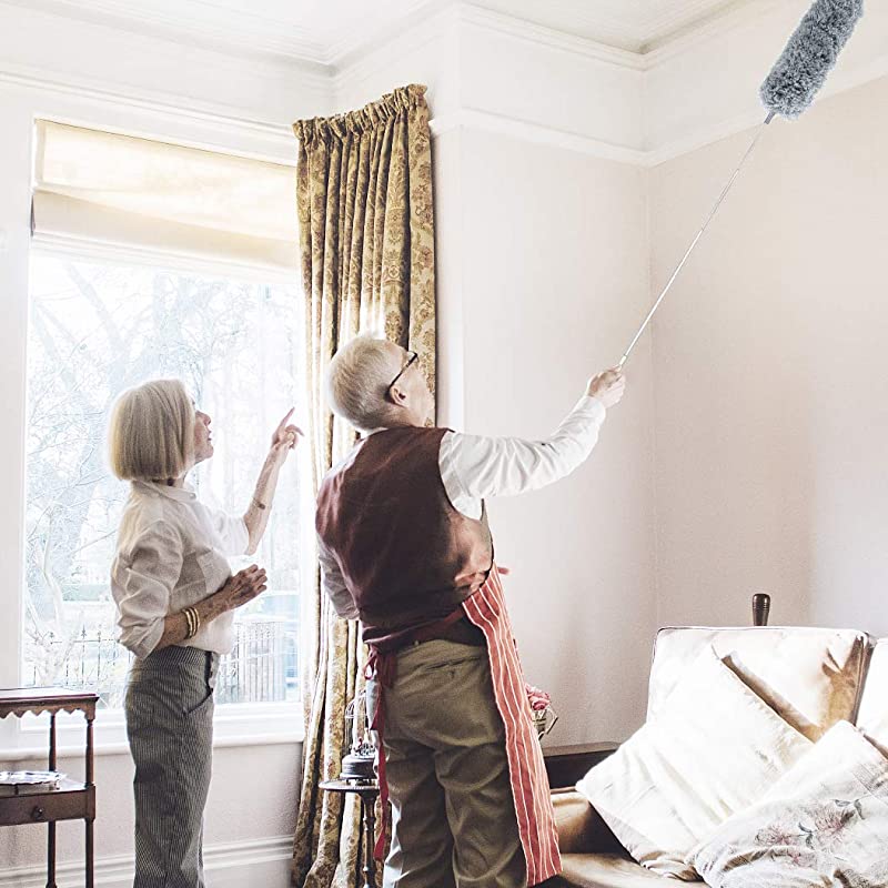 Conjunto Prático de Espanador Microfibra com Cabo Ajustável