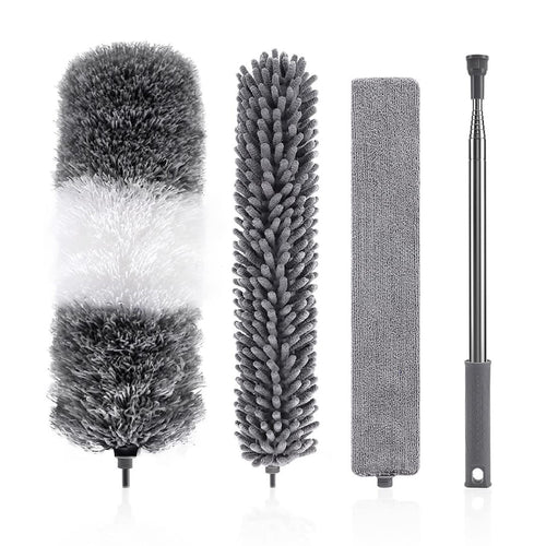 Conjunto Prático de Espanador Microfibra com Cabo Ajustável