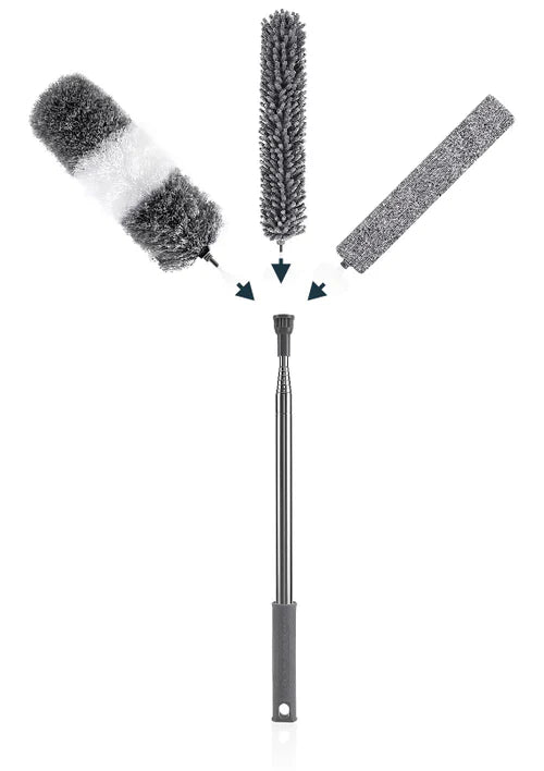 Conjunto Prático de Espanador Microfibra com Cabo Ajustável