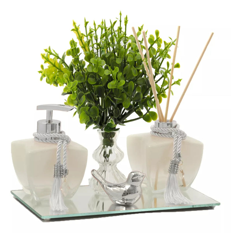 Conjunto Elegante de Acessórios para Lavabo com Bandeja