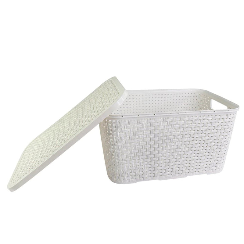 Conjunto de 4 Caixas Rattan 20L com Tampa para Organizar com Praticidade
