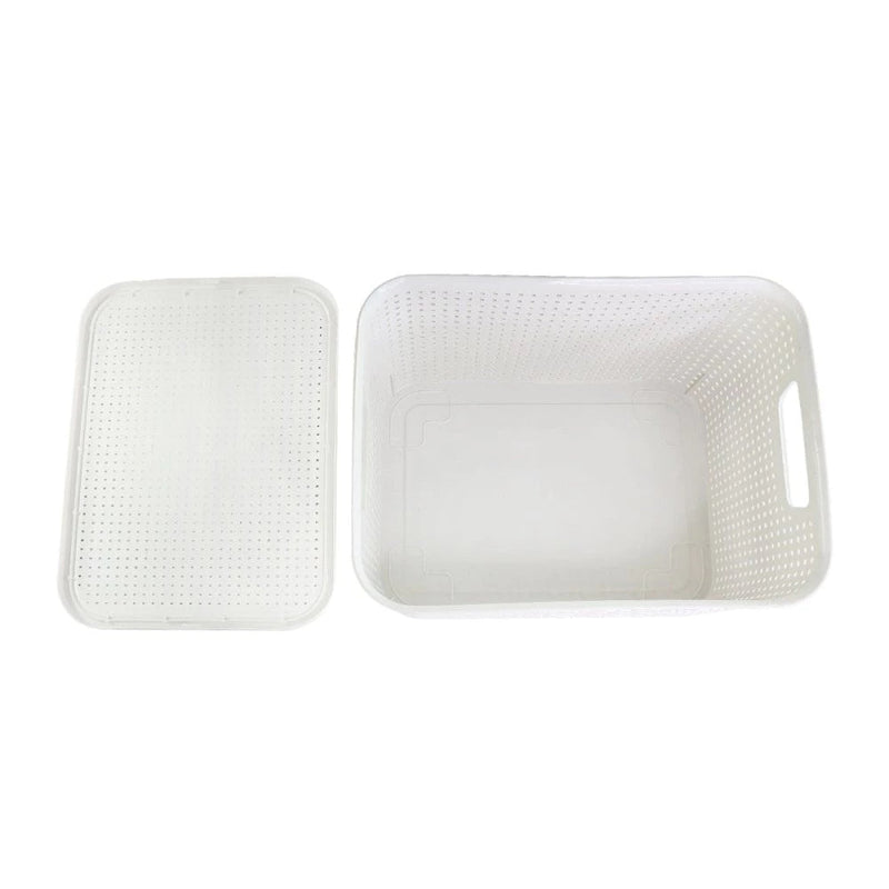 Conjunto de 4 Caixas Rattan 20L com Tampa para Organizar com Praticidade