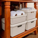 Conjunto de 4 Caixas Rattan 20L com Tampa para Organizar com Praticidade