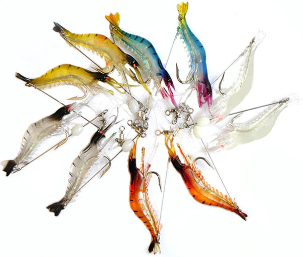 Conjunto de 5 Iscas de Camarões Artificiais Para Uma Pesca Mais Produtiva