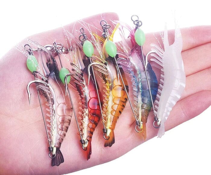 Conjunto de 5 Iscas de Camarões Artificiais Para Uma Pesca Mais Produtiva